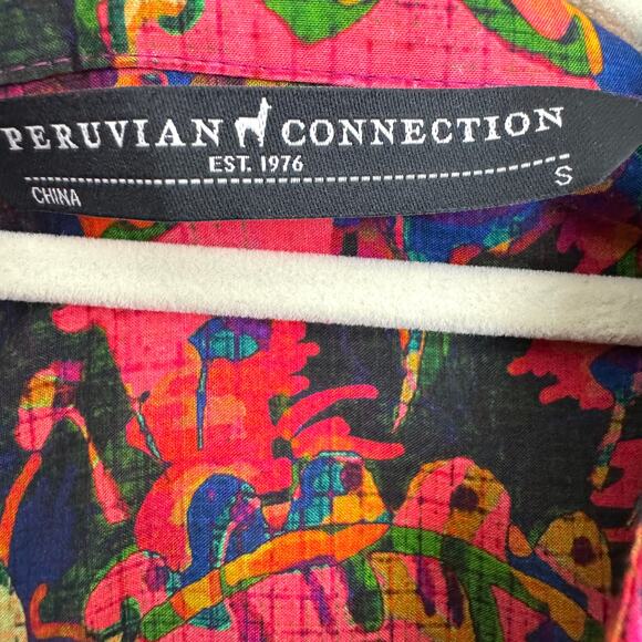 Peruvian Connection Womens Tessa Button Shirt Size S Silk Cotton Abstract Artsy - Picture 3 of 8